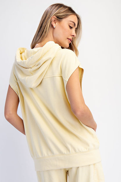 Mineral Washed Terry Sleeveless Hoodie Sweatshirt