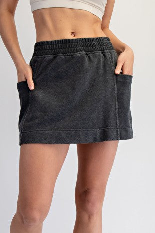 Mineral Washed Side Pocket Skort