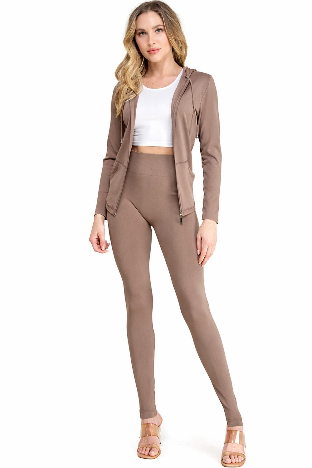 EaseSet Zip Hoodie Set - Mocha