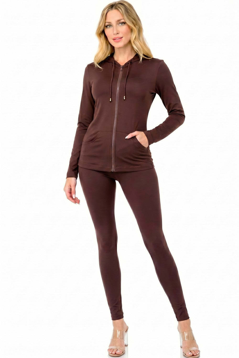 EaseSet Zip Hoodie Set - Espresso