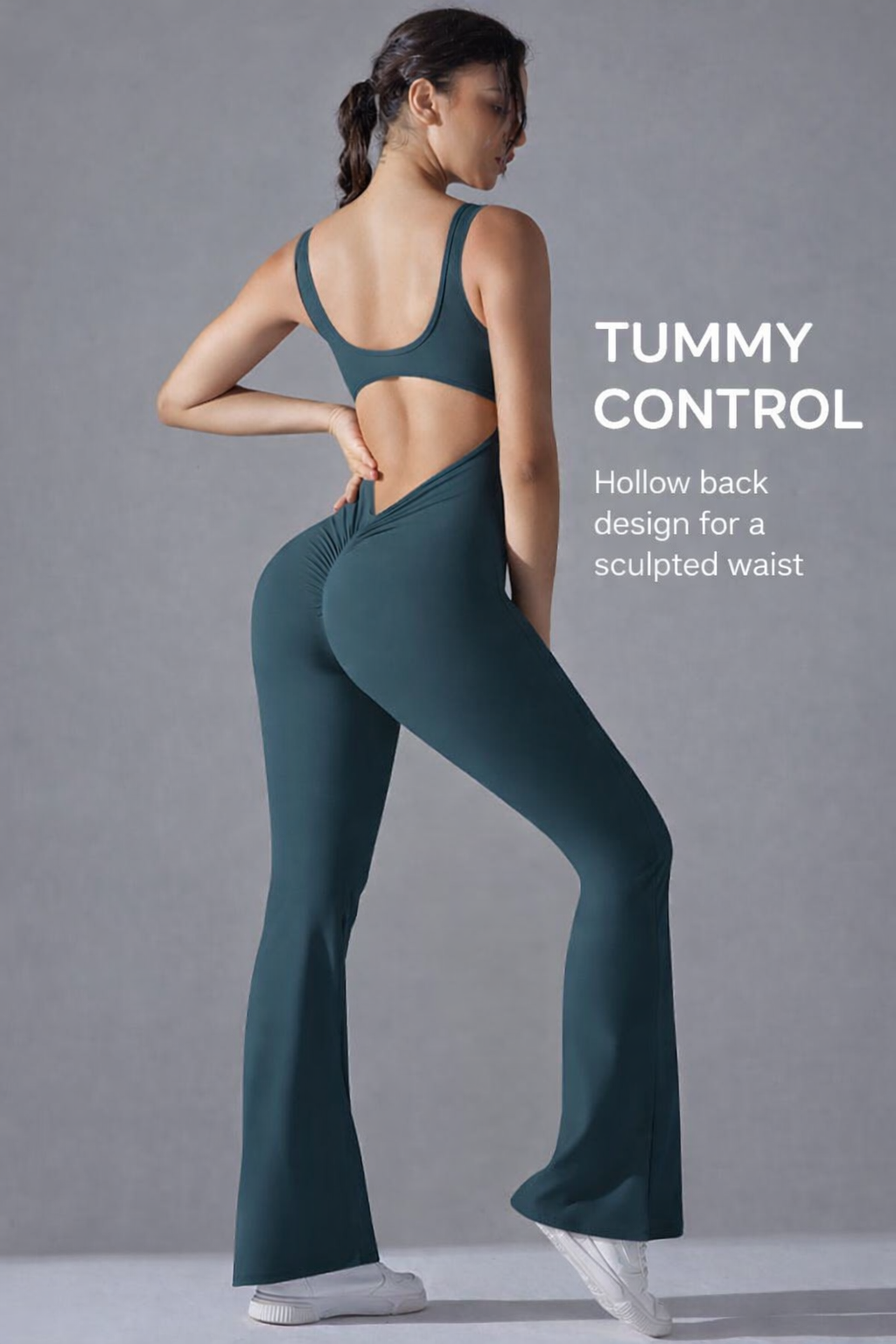 Sleeveless Flare Jumpsuit – Backless, Sculpting & Seamless Yoga Romper