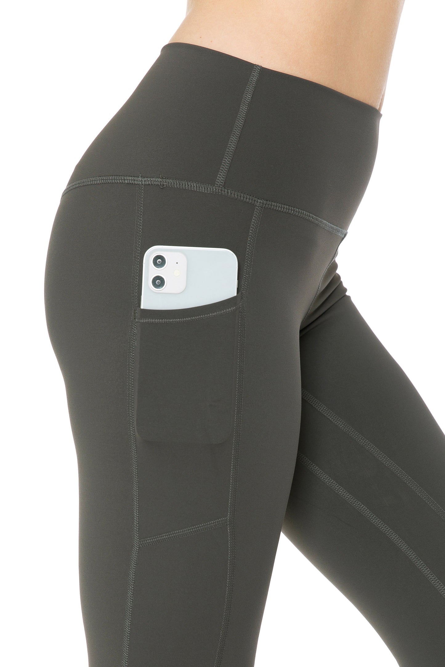 Nylon Active Capri Leggings with Side Pockets