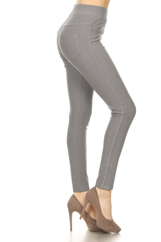 High-Waist Stretch Jeggings with 2 Back Pockets