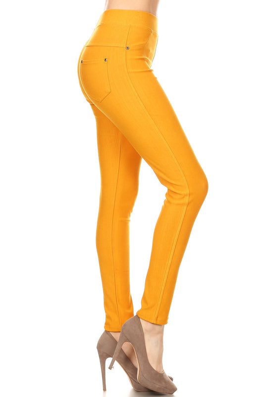 High-Waist Stretch Jeggings with 2 Back Pockets