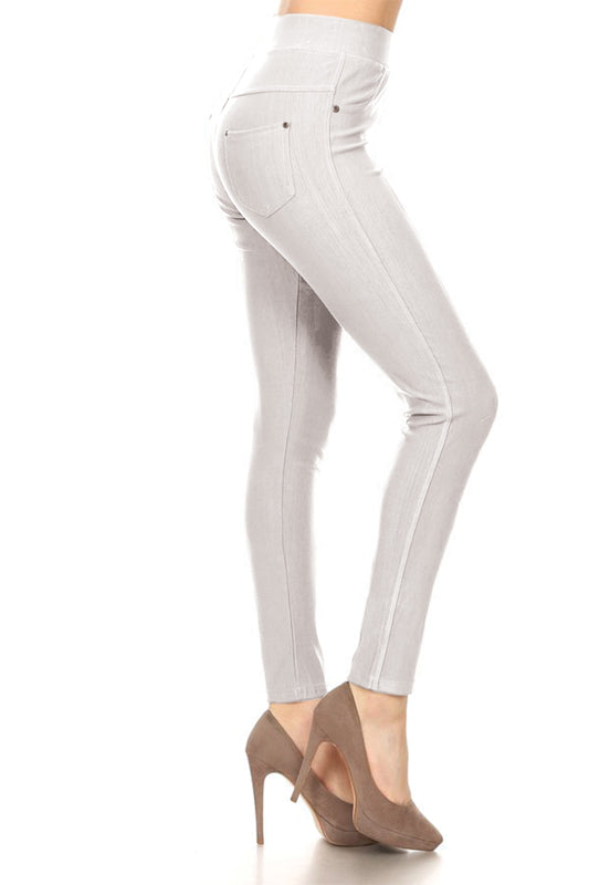 High-Waist Stretch Jeggings with 2 Back Pockets
