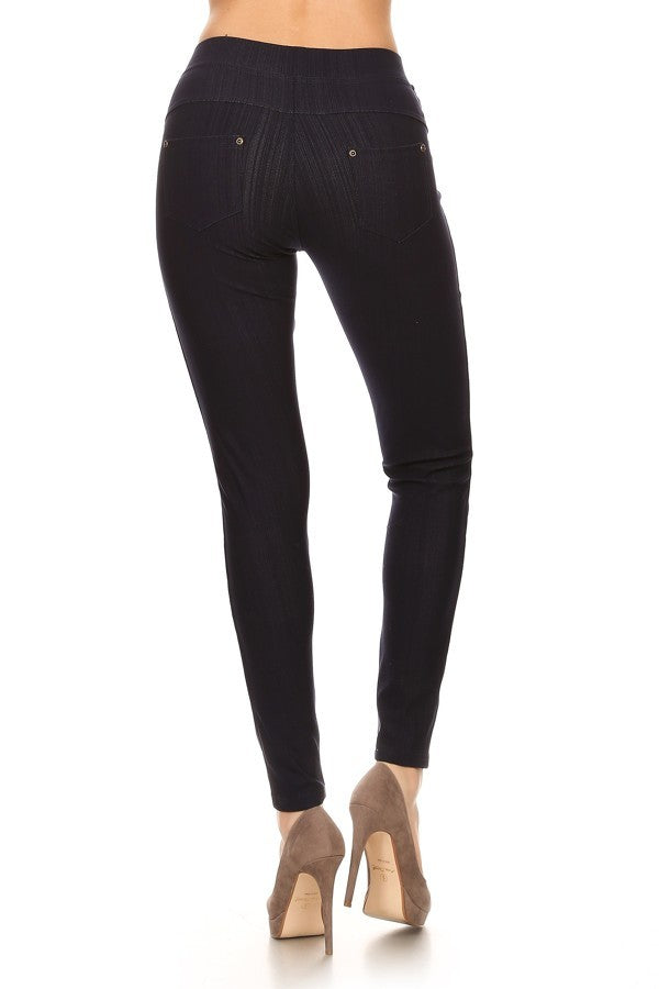 High-Waist Stretch Jeggings with 2 Back Pockets