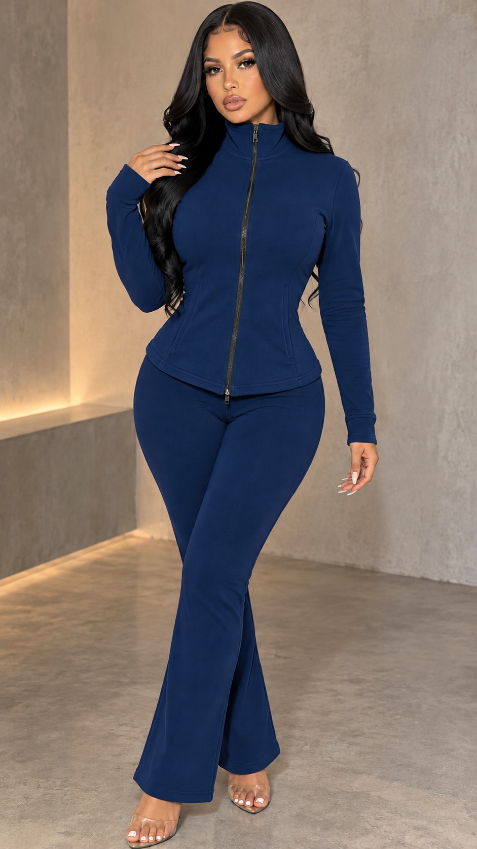 Sculpted Zip-Up Flare Set
