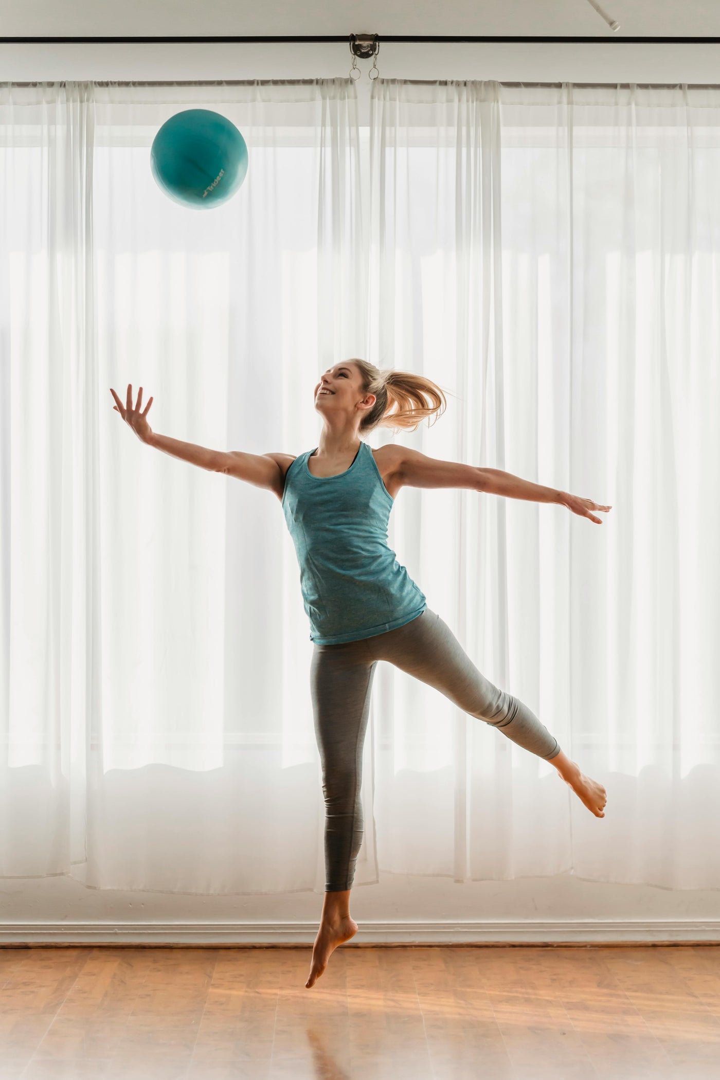 Woman wearing activewear leggings in motion