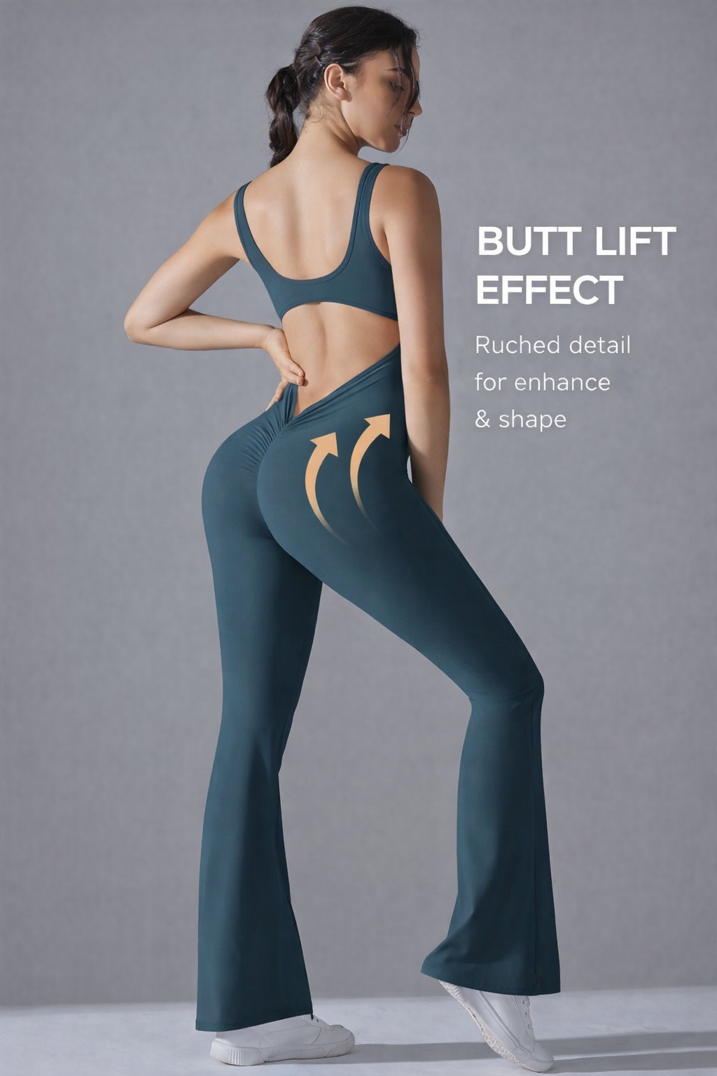 Sleeveless Flare Jumpsuit – Backless, Sculpting & Seamless Yoga Romper