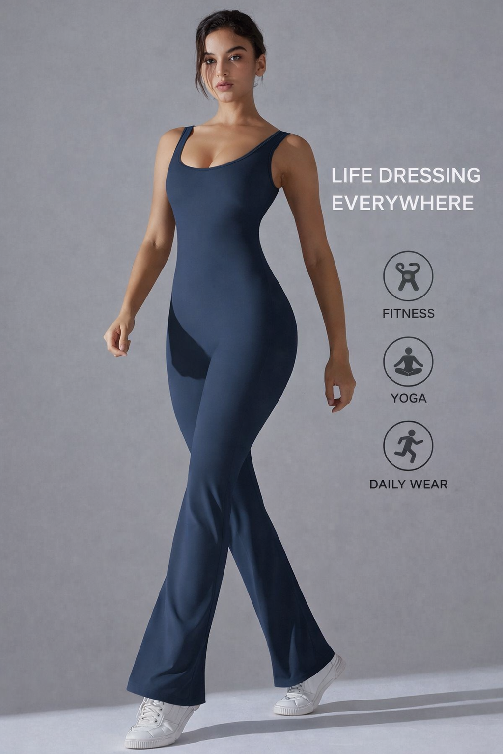 Sleeveless Flare Jumpsuit – Backless, Sculpting & Seamless Yoga Romper