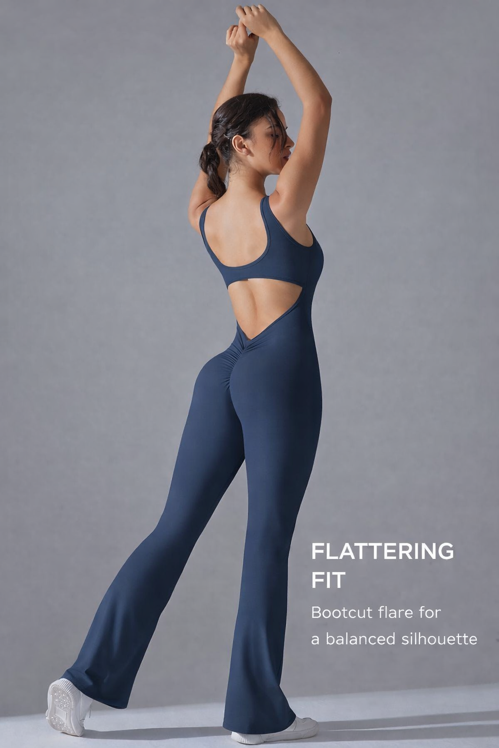 Sleeveless Flare Jumpsuit – Backless, Sculpting & Seamless Yoga Romper