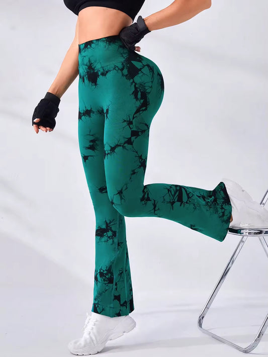 AuraFlow Seamless Tie-Dye Flare Leggings